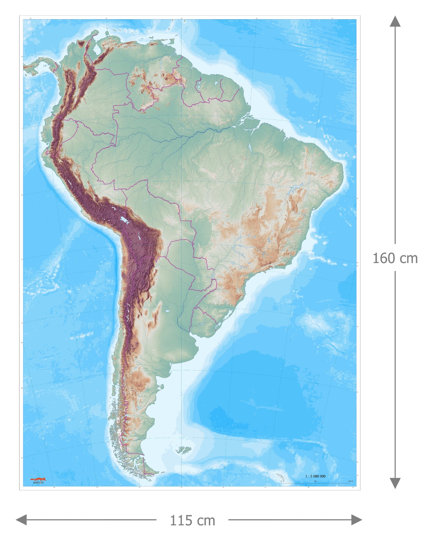 classroom map of South America for teaching geography