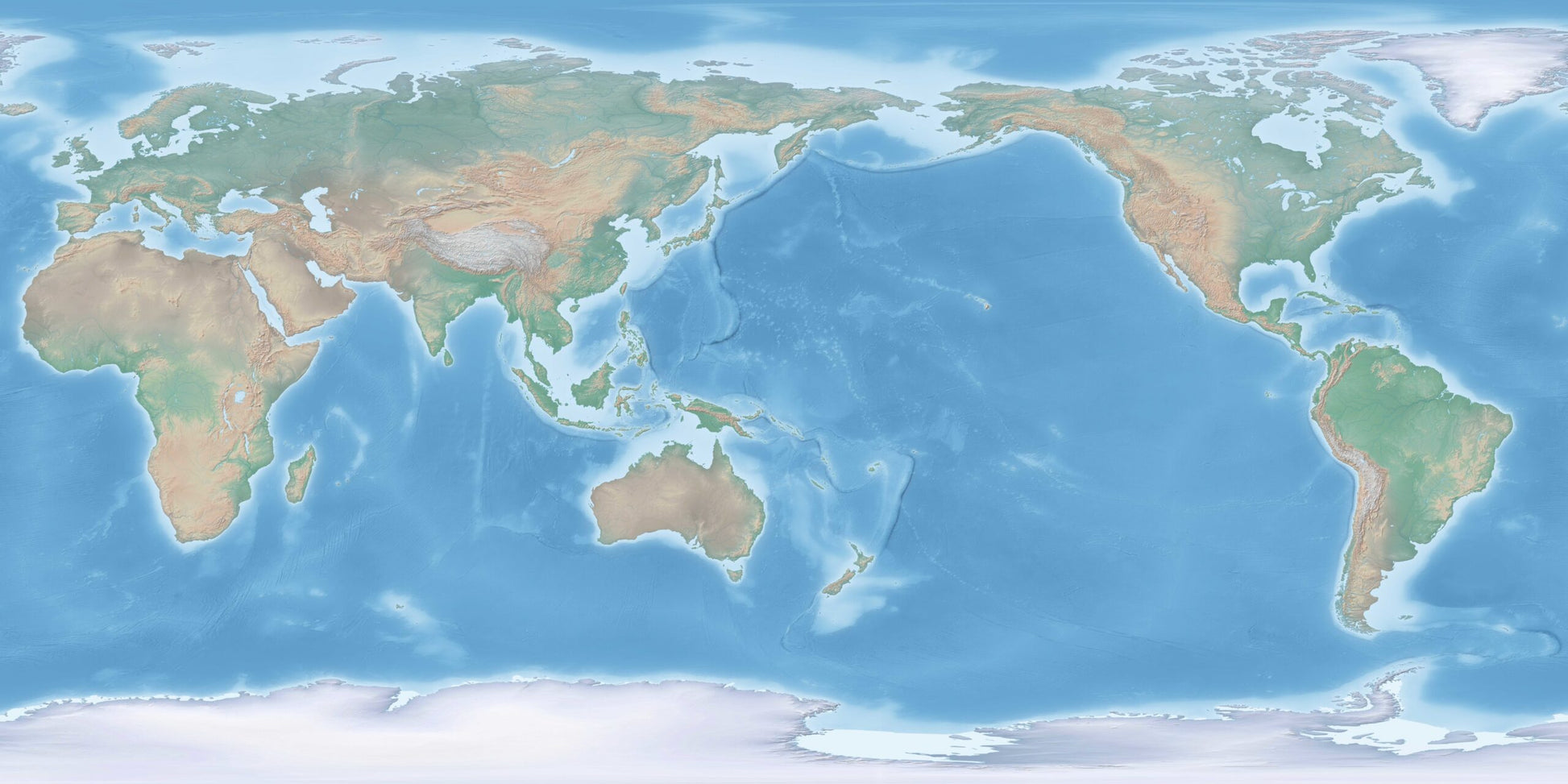 World map showing continents and oceans