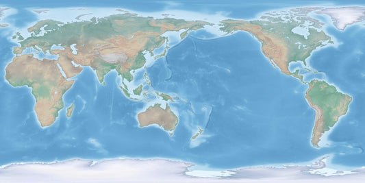 World map showing continents and oceans
