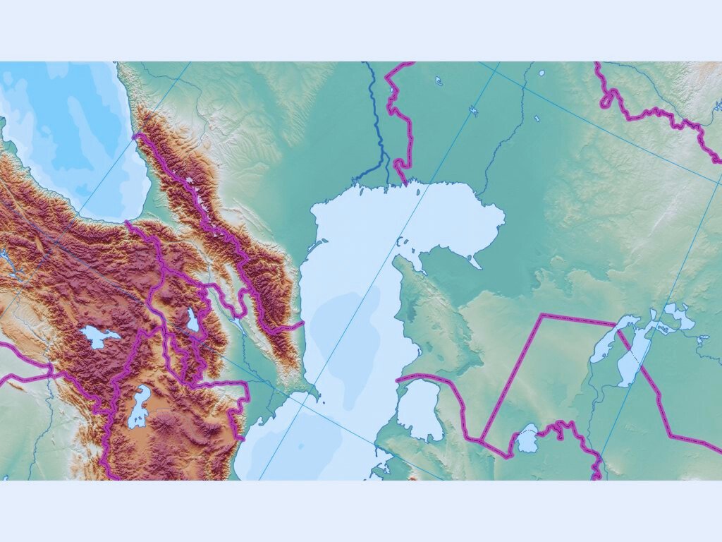 physical map of Asia showing terrain and relief