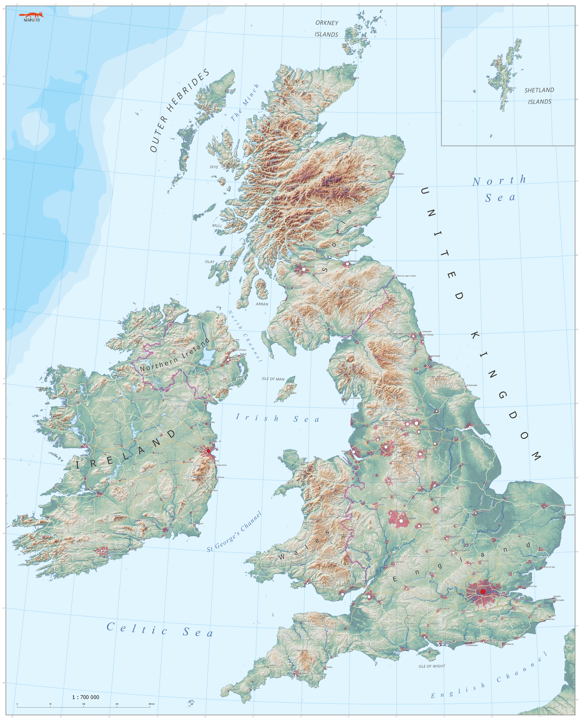 large wall map of the British Isles for classroom use