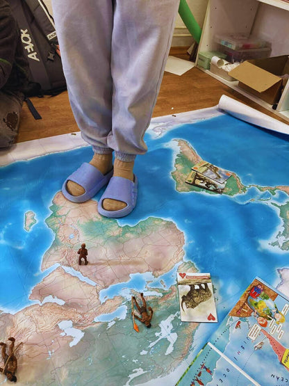 classic world map for teaching geography in classroom