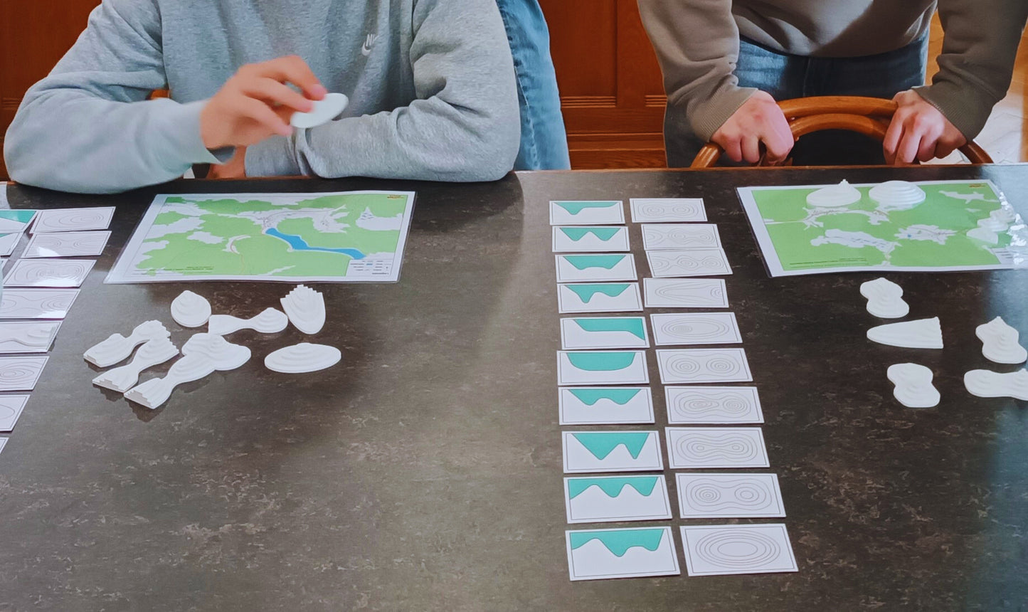 classroom geography lesson using contour lines teaching aid