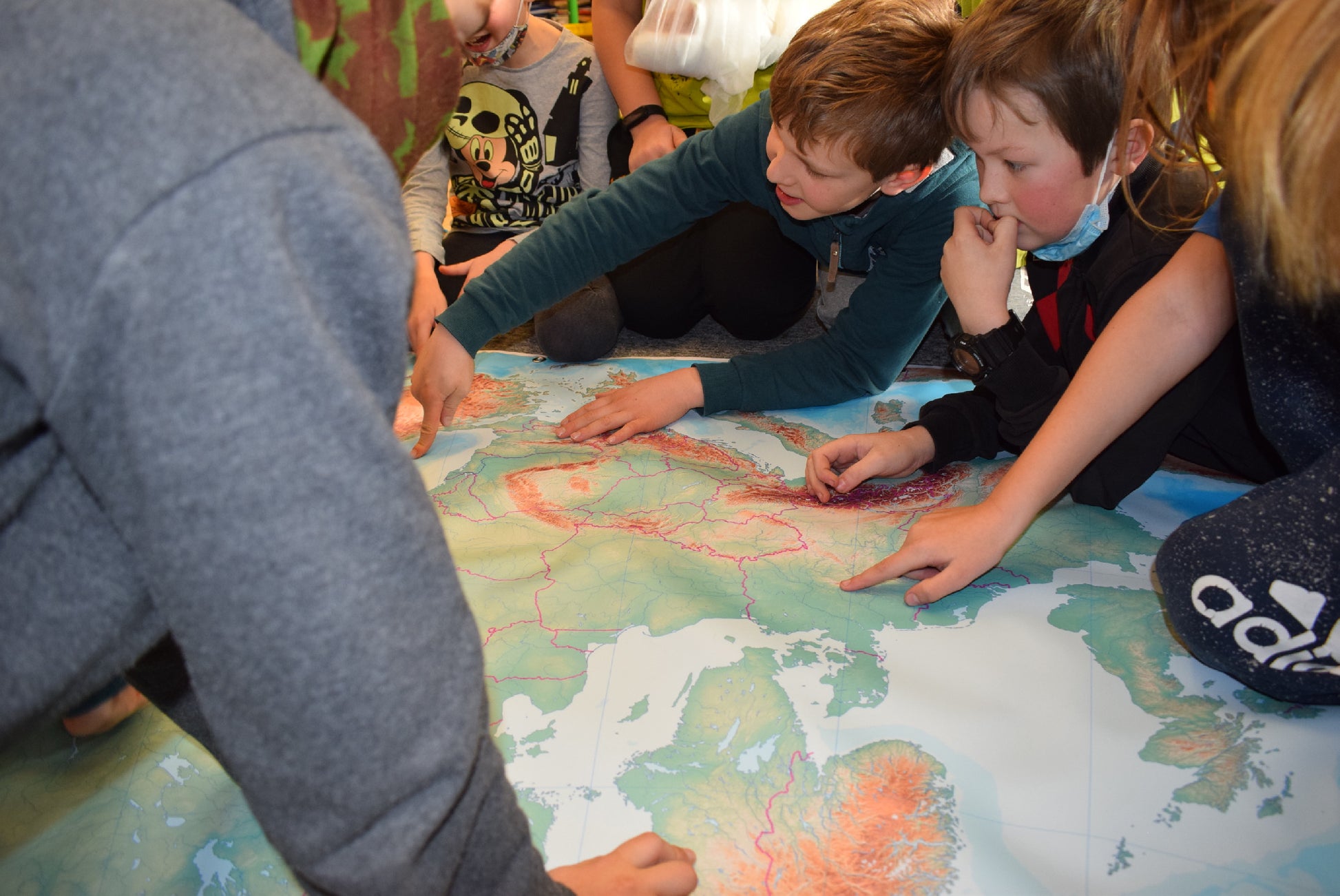 Europe map displayed in classroom for teaching purposes