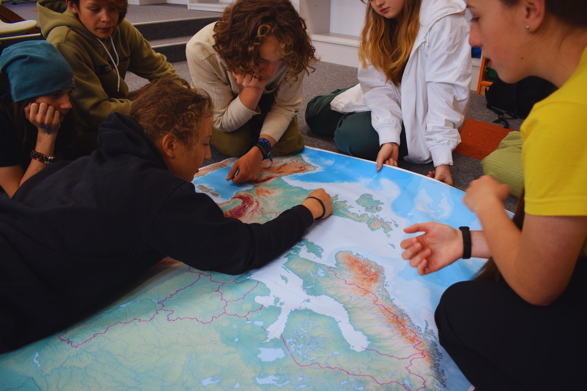 physical map of Europe showing terrain and relief