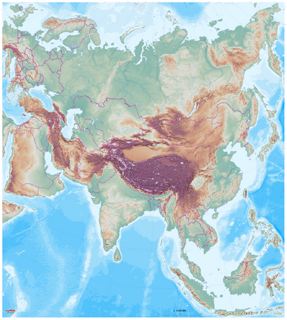 large wall map of Asia for classroom use