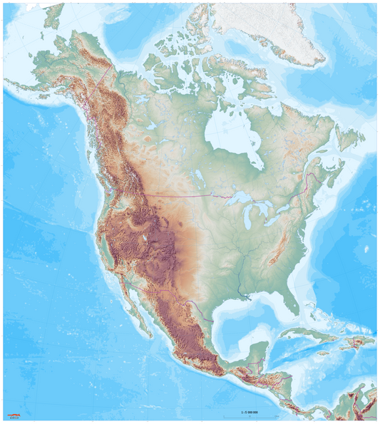 large wall map of North America for classroom use