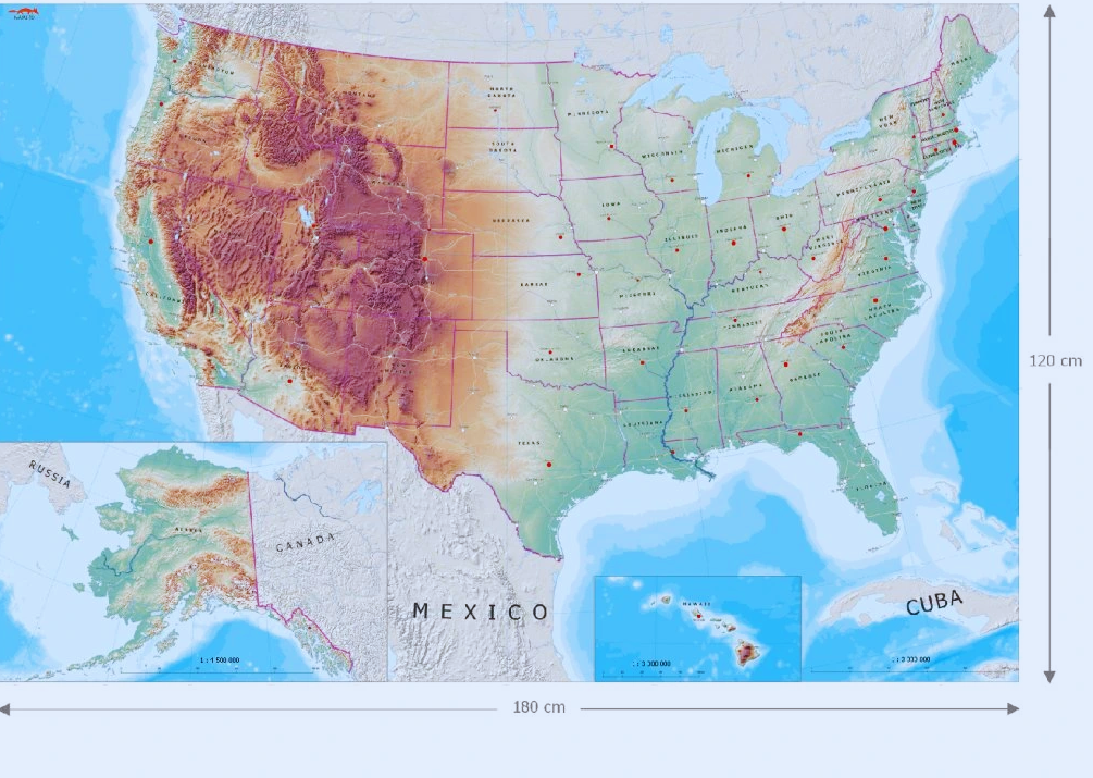 educational map of the United States for students