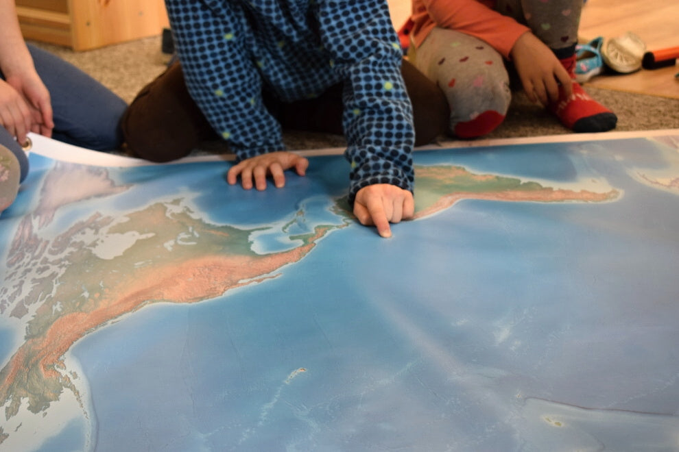 Montessori world map showing continents for students