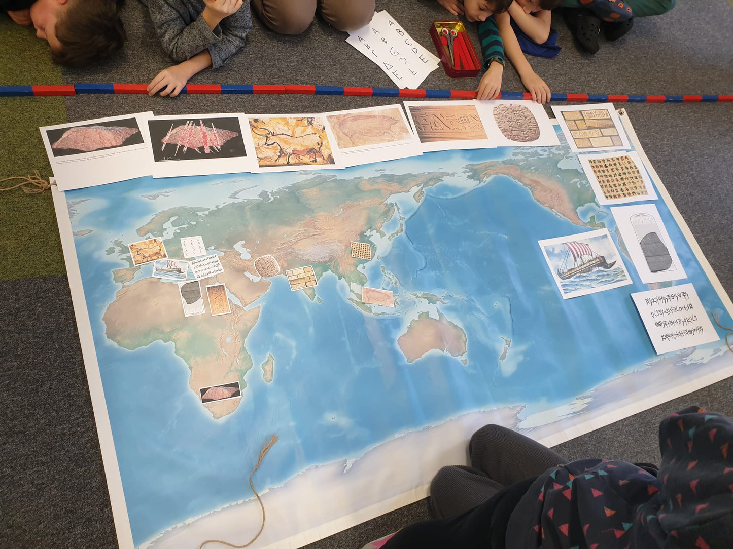 large Montessori world map used for floor learning