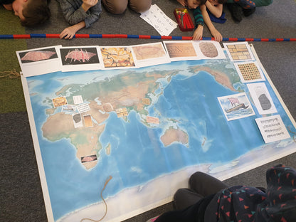 large Montessori world map used for floor learning
