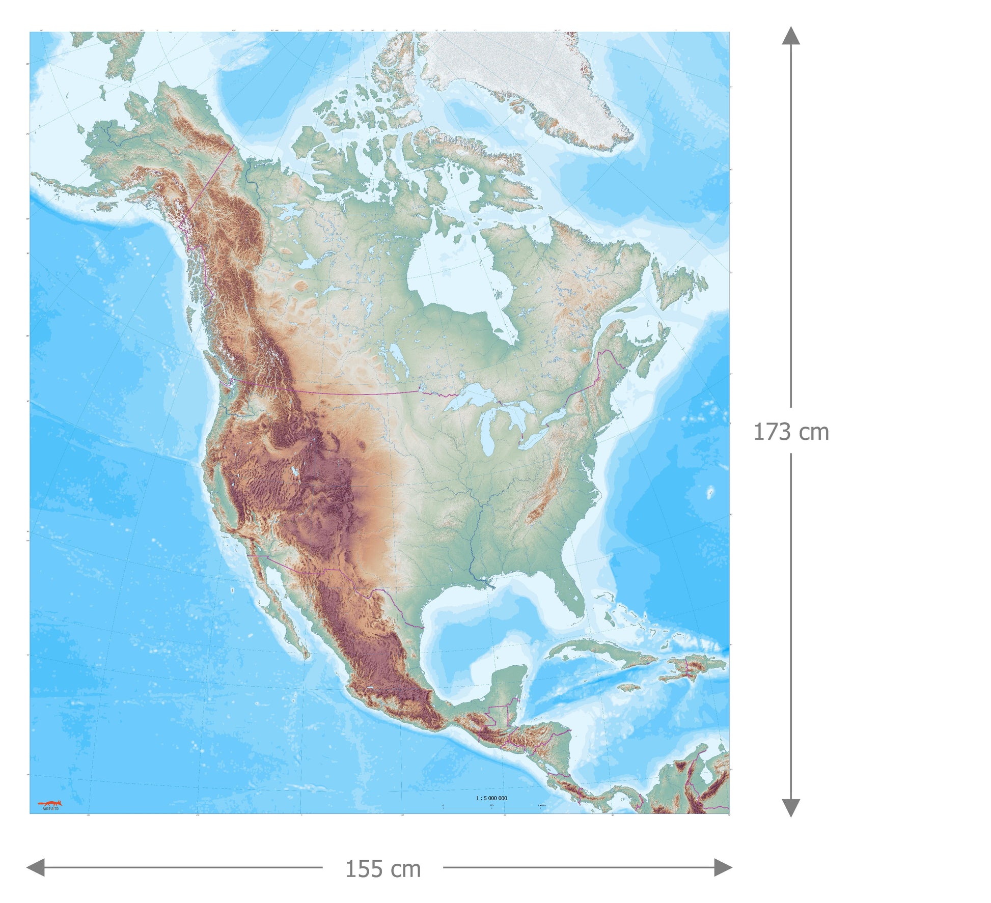 large format map of North America for group learning