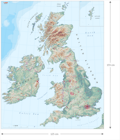political map of the British Isles with countries and borders