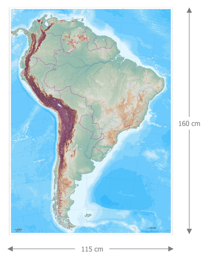 classroom map of South America for teaching geography