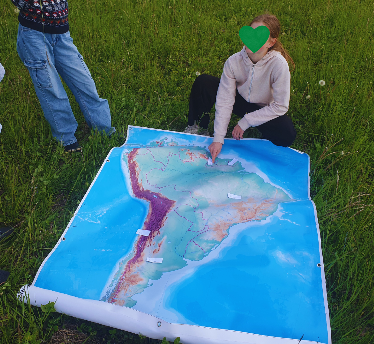 large format map of South America for group learning