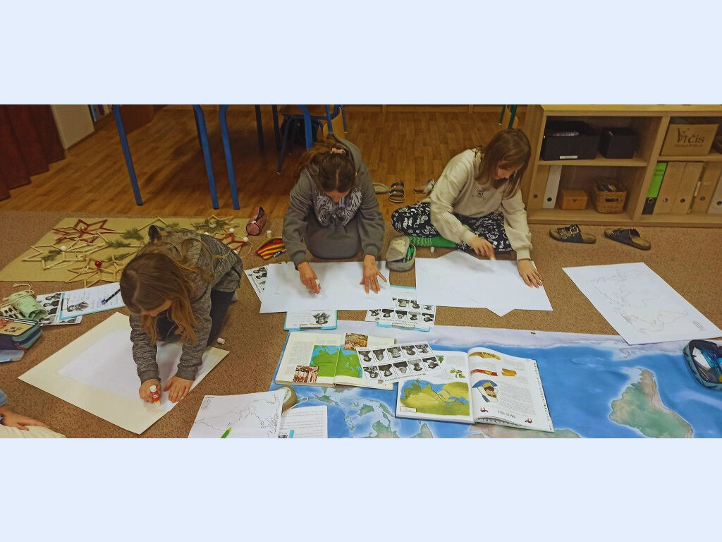 large world map used for group learning activities