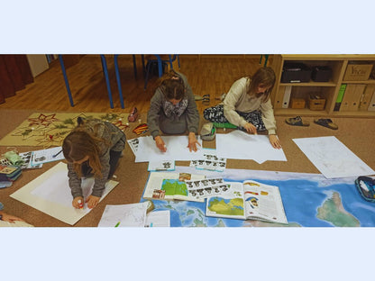 large world map used for group learning activities